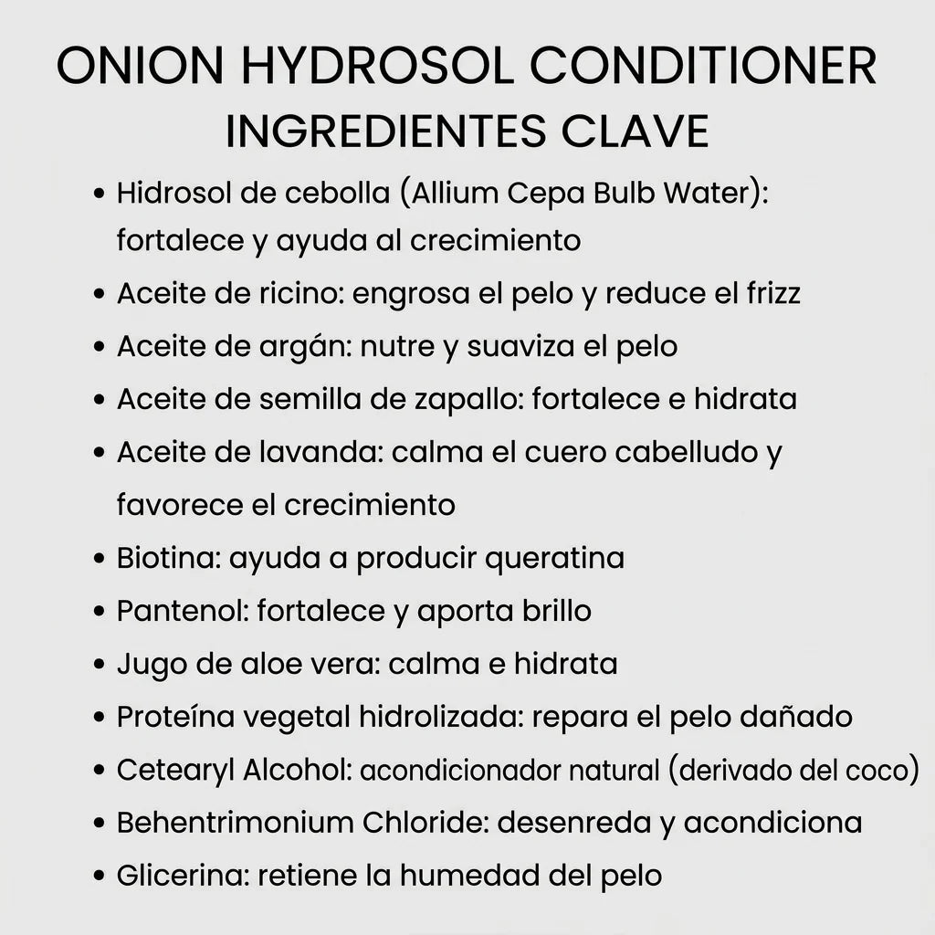 Ingredientes clave del acondicionador Onion Hydrosol