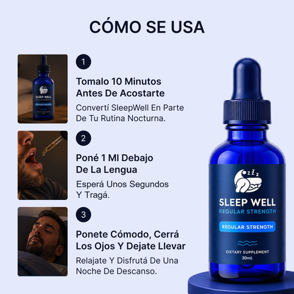 Cómo se usa: 1 ml debajo de la lengua, 10 minutos antes de acostarte